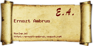Ernszt Ambrus névjegykártya